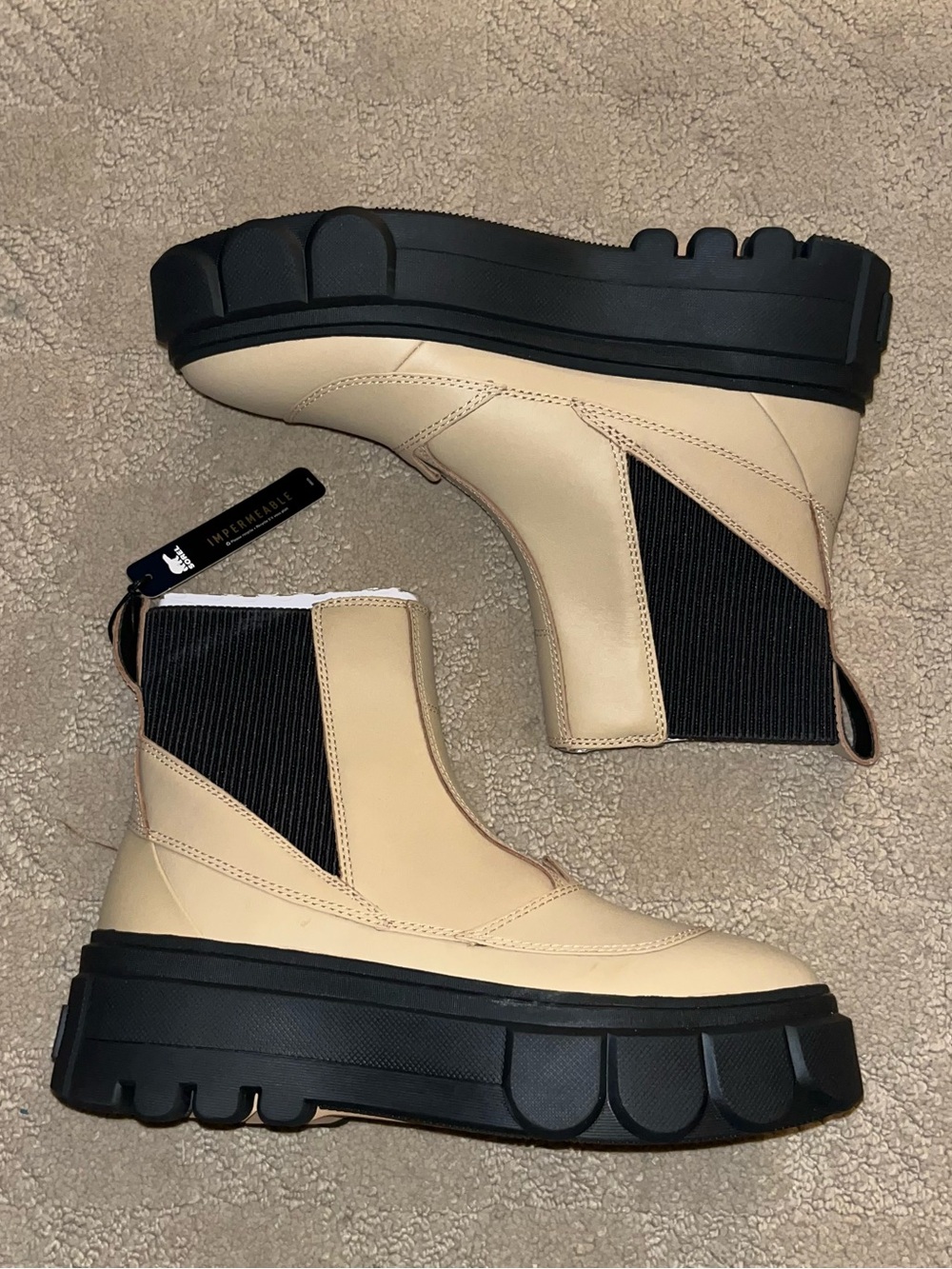 Sorel Caribou X Waterproof Platform Chelsea Boot Canoe Tan & Black Women’s 10 - Picture 4 of 8